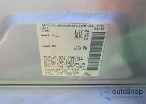 2018 Nissan Altima 2.5 z USA, uszkodzony, nr VIN 1N4AL3AP2JC233456